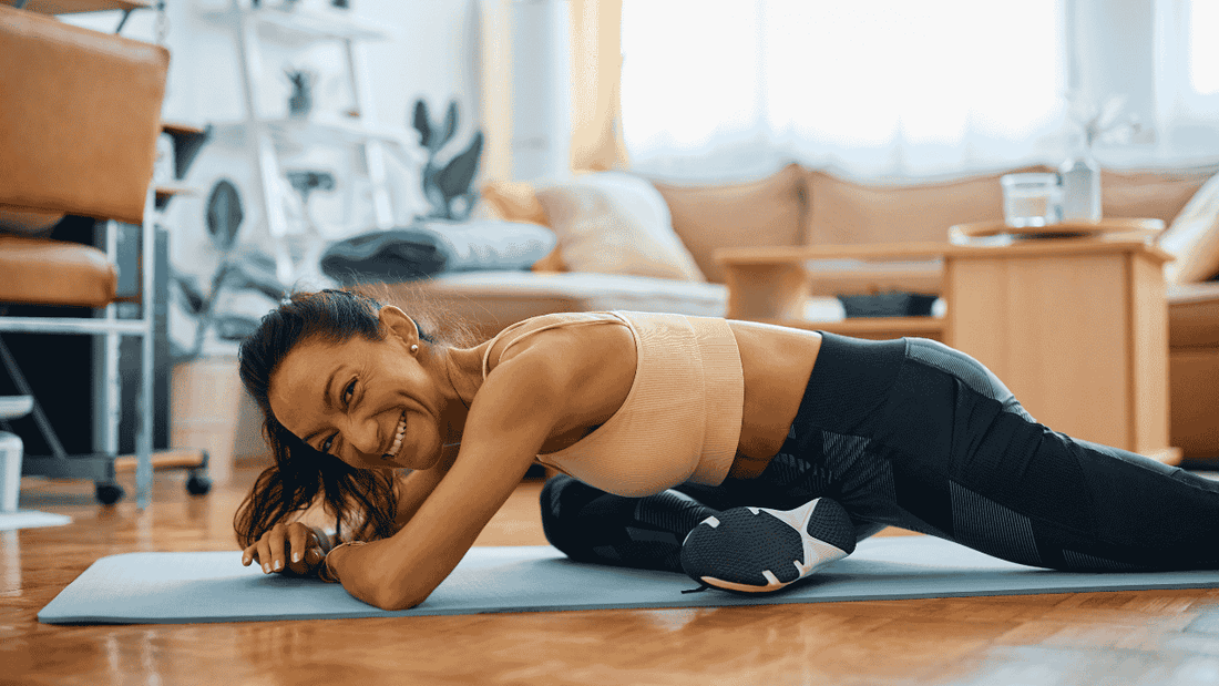 woman doing mobility exercise on yoga mat